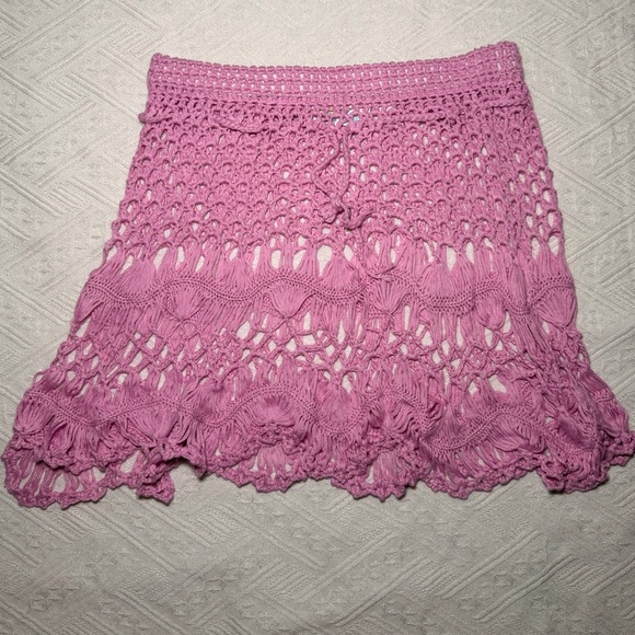 India Boutique Other - India Boutique Pink Crochet Skirt Coverup